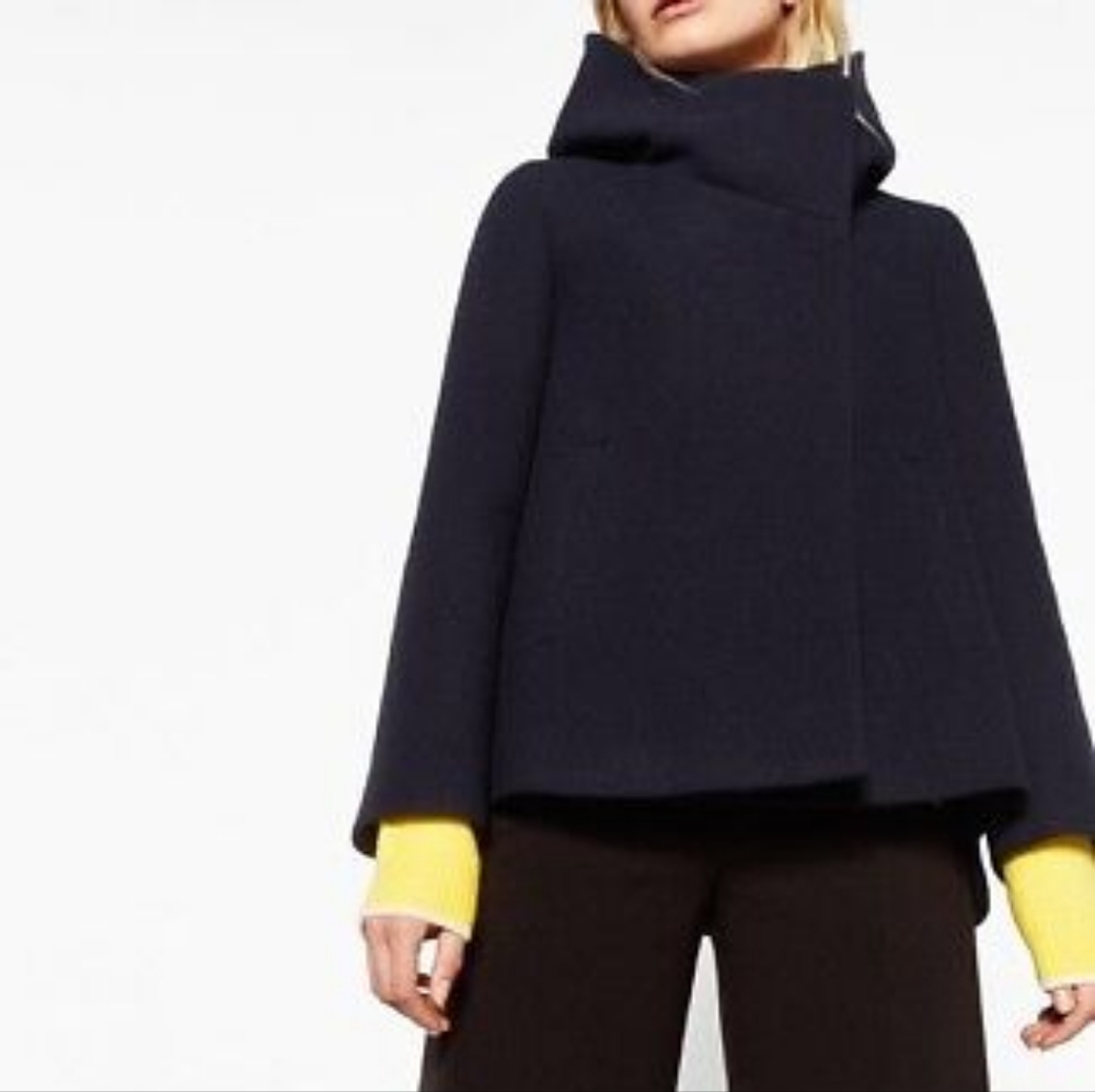 Zara Basic Wrap Collar Wool Coat EUC
